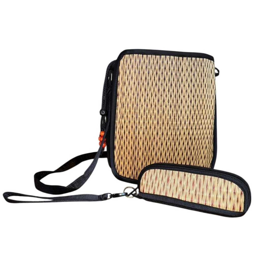 Woven Straw Sling Bag Pouch Set Crossbody Shoulder Purse‎